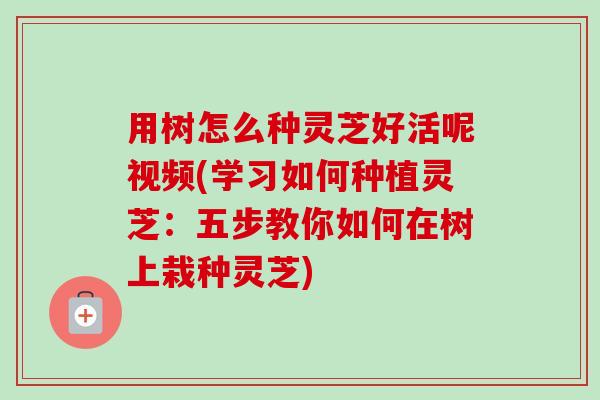 用树怎么种灵芝好活呢视频(学习如何种植灵芝：五步教你如何在树上栽种灵芝)-第1张图片-卓越灵芝孢子粉