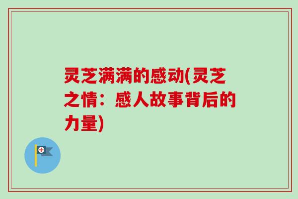 灵芝满满的感动(灵芝之情：感人故事背后的力量)-第1张图片-卓越灵芝孢子粉