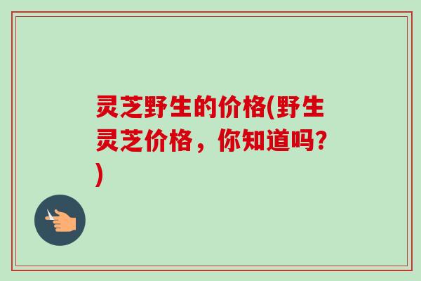 灵芝野生的价格(野生灵芝价格，你知道吗？)-第1张图片-卓越灵芝孢子粉