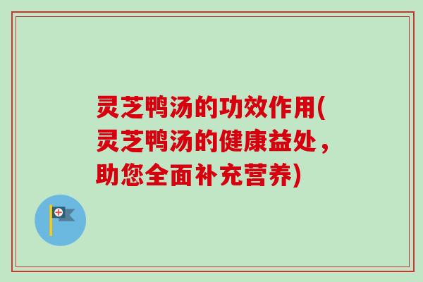 灵芝鸭汤的功效作用(灵芝鸭汤的健康益处，助您全面补充营养)-第1张图片-卓越灵芝孢子粉