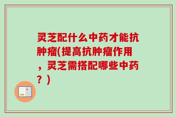灵芝配什么中药才能抗肿瘤(提高抗肿瘤作用，灵芝需搭配哪些中药？)-第1张图片-卓越灵芝孢子粉