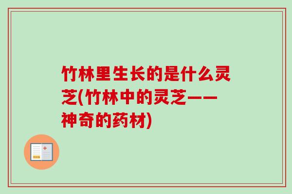 竹林里生长的是什么灵芝(竹林中的灵芝——神奇的药材)-第1张图片-卓越灵芝孢子粉