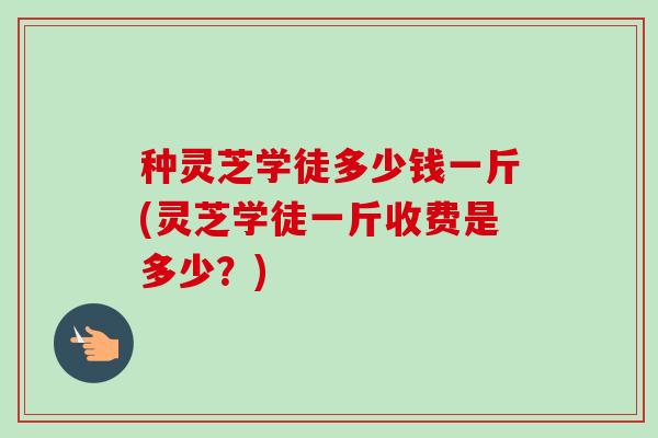 种灵芝学徒多少钱一斤(灵芝学徒一斤收费是多少？)-第1张图片-卓越灵芝孢子粉