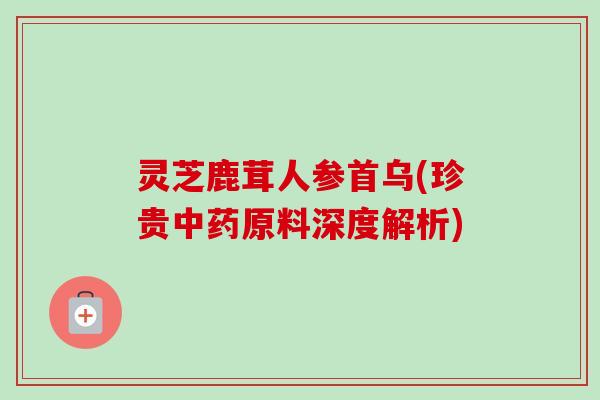 灵芝鹿茸人参首乌(珍贵中药原料深度解析)-第1张图片-卓越灵芝孢子粉 灵芝鹿茸人参首乌(珍贵中药原料深度解析)-第1张图片-卓越灵芝孢子粉