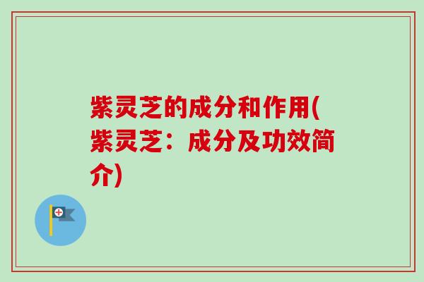 紫灵芝的成分和作用(紫灵芝:成分及功效简介)-第1张图片-卓越灵芝孢子粉 紫灵芝的成分和作用(紫灵芝:成分及功效简介)-第1张图片-卓越灵芝孢子粉