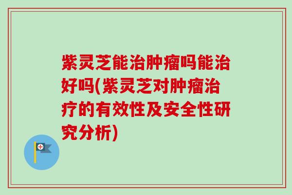 紫灵芝能治肿瘤吗能治好吗(紫灵芝对肿瘤治疗的有效性及安全性研究分析)-第1张图片-卓越灵芝孢子粉