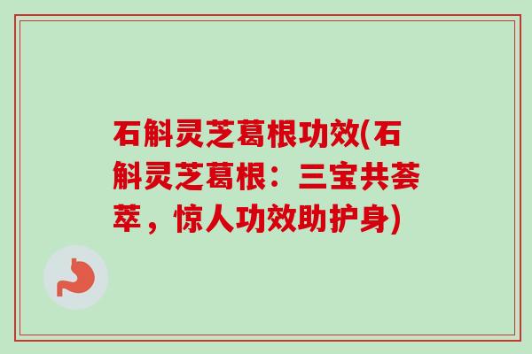 石斛灵芝葛根功效(石斛灵芝葛根:三宝共荟萃,惊人功效助护身)-第1张图片-卓越灵芝孢子粉 石斛灵芝葛根功效(石斛灵芝葛根:三宝共荟萃,惊人功效助护身)-第1张图片-卓越灵芝孢子粉