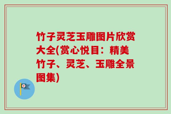 竹子灵芝玉雕图片欣赏大全(赏心悦目:精美竹子、灵芝、玉雕全景图集)-第1张图片-卓越灵芝孢子粉 竹子灵芝玉雕图片欣赏大全(赏心悦目:精美竹子、灵芝、玉雕全景图集)-第1张图片-卓越灵芝孢子粉
