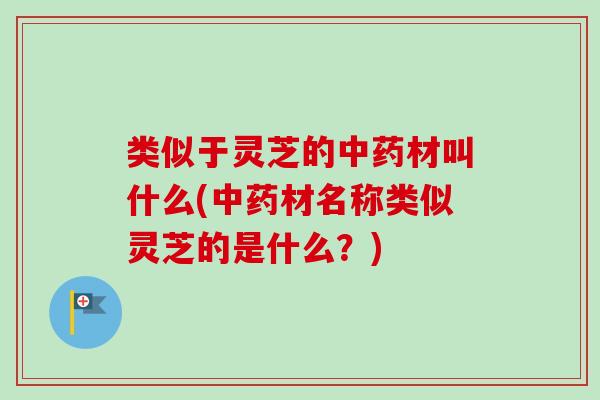 类似于灵芝的中药材叫什么(中药材名称类似灵芝的是什么？)-第1张图片-卓越灵芝孢子粉