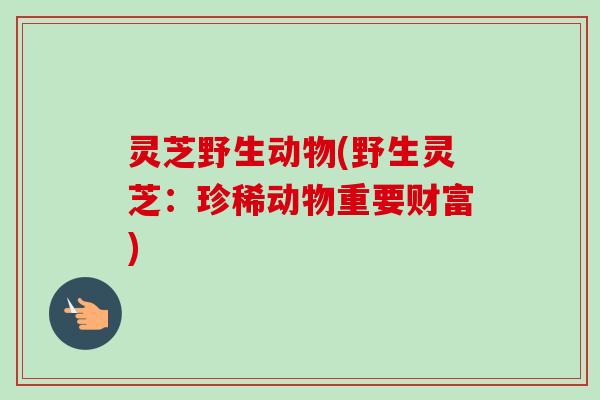 灵芝野生动物(野生灵芝:珍稀动物重要财富)-第1张图片-卓越灵芝孢子粉 灵芝野生动物(野生灵芝:珍稀动物重要财富)-第1张图片-卓越灵芝孢子粉