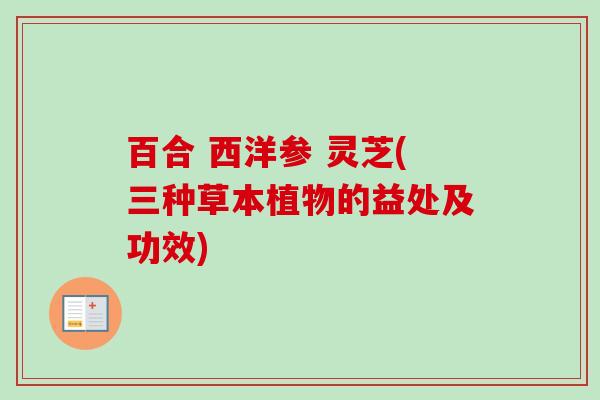 百合 西洋参 灵芝(三种草本植物的益处及功效)-第1张图片-卓越灵芝孢子粉 百合 西洋参 灵芝(三种草本植物的益处及功效)-第1张图片-卓越灵芝孢子粉