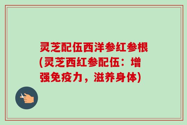 灵芝配伍西洋参红参根(灵芝西红参配伍:增强免疫力,滋养身体)-第1张图片-卓越灵芝孢子粉 灵芝配伍西洋参红参根(灵芝西红参配伍:增强免疫力,滋养身体)-第1张图片-卓越灵芝孢子粉