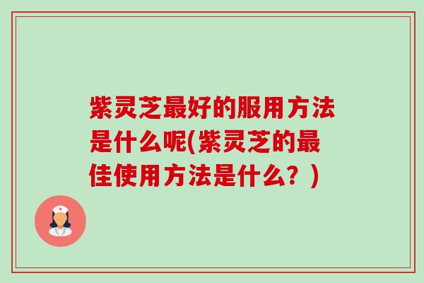 紫灵芝最好的服用方法是什么呢(紫灵芝的最佳使用方法是什么？)-第1张图片-卓越灵芝孢子粉