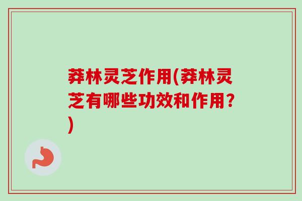 莽林灵芝作用(莽林灵芝有哪些功效和作用?)-第1张图片-卓越灵芝孢子粉 莽林灵芝作用(莽林灵芝有哪些功效和作用?)-第1张图片-卓越灵芝孢子粉