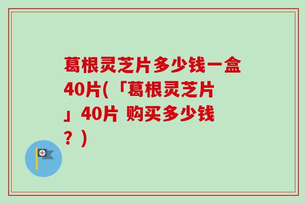 葛根灵芝片多少钱一盒40片(「葛根灵芝片」40片 购买多少钱？)-第1张图片-卓越灵芝孢子粉