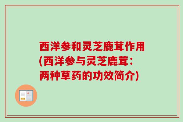 西洋参和灵芝鹿茸作用(西洋参与灵芝鹿茸:两种草药的功效简介)-第1张图片-卓越灵芝孢子粉 西洋参和灵芝鹿茸作用(西洋参与灵芝鹿茸:两种草药的功效简介)-第1张图片-卓越灵芝孢子粉