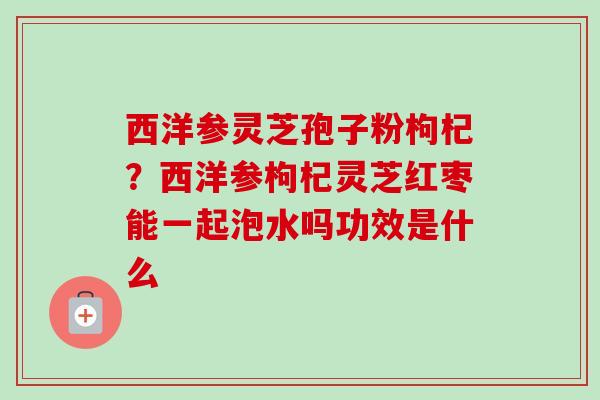 西洋参灵芝孢子粉枸杞?西洋参枸杞灵芝红枣能一起泡水吗功效是什么-第1张图片-卓越灵芝孢子粉 西洋参灵芝孢子粉枸杞?西洋参枸杞灵芝红枣能一起泡水吗功效是什么-第1张图片-卓越灵芝孢子粉