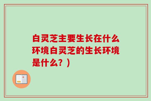 白灵芝主要生长在什么环境白灵芝的生长环境是什么?)-第1张图片-卓越灵芝孢子粉 白灵芝主要生长在什么环境白灵芝的生长环境是什么?)-第1张图片-卓越灵芝孢子粉
