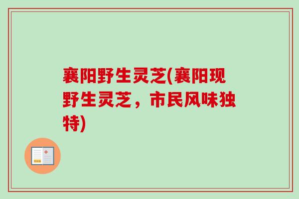 襄阳野生灵芝(襄阳现野生灵芝,市民风味独特)-第1张图片-卓越灵芝孢子粉 襄阳野生灵芝(襄阳现野生灵芝,市民风味独特)-第1张图片-卓越灵芝孢子粉