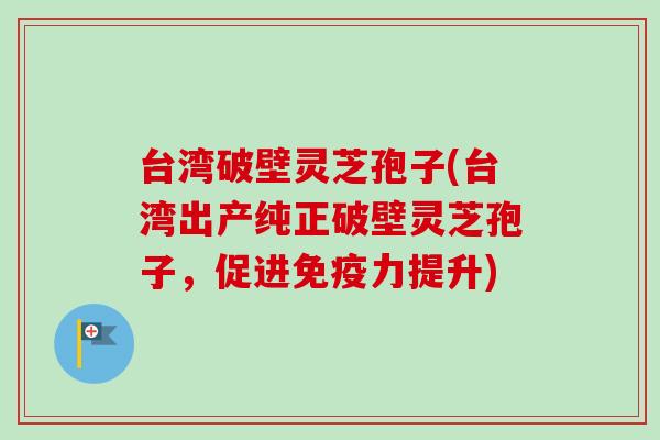 台湾破壁灵芝孢子(台湾出产纯正破壁灵芝孢子，促进免疫力提升)-第1张图片-卓越灵芝孢子粉