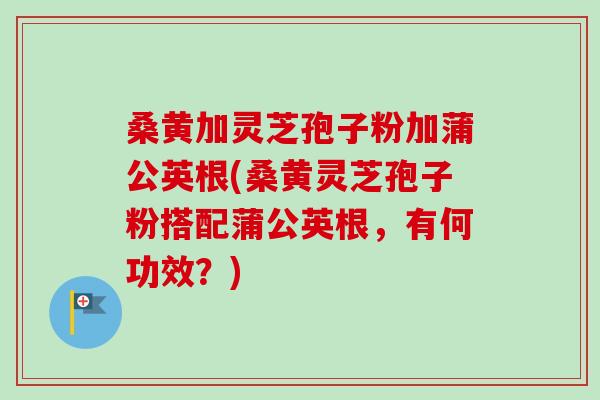 桑黄加灵芝孢子粉加蒲公英根(桑黄灵芝孢子粉搭配蒲公英根，有何功效？)-第1张图片-卓越灵芝孢子粉