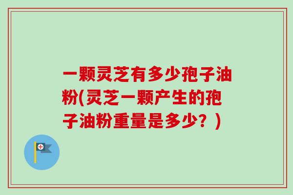 一颗灵芝有多少孢子油粉(灵芝一颗产生的孢子油粉重量是多少?)-第1张图片-卓越灵芝孢子粉 一颗灵芝有多少孢子油粉(灵芝一颗产生的孢子油粉重量是多少?)-第1张图片-卓越灵芝孢子粉