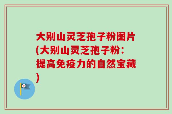 大别山灵芝孢子粉图片(大别山灵芝孢子粉:提高免疫力的自然宝藏)-第1张图片-卓越灵芝孢子粉 大别山灵芝孢子粉图片(大别山灵芝孢子粉:提高免疫力的自然宝藏)-第1张图片-卓越灵芝孢子粉