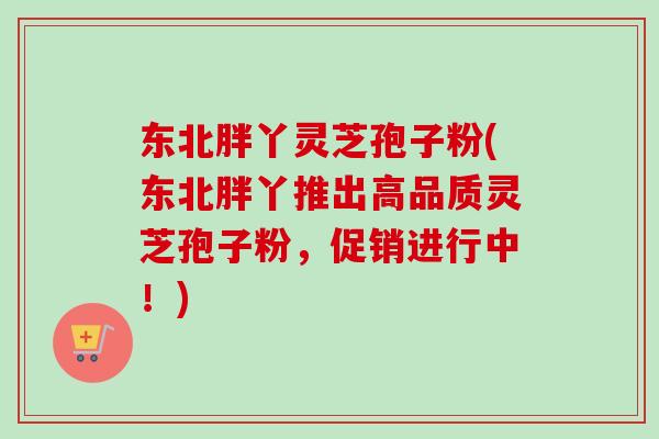 东北胖丫灵芝孢子粉(东北胖丫推出高品质灵芝孢子粉,促销进行中!)-第1张图片-卓越灵芝孢子粉 东北胖丫灵芝孢子粉(东北胖丫推出高品质灵芝孢子粉,促销进行中!)-第1张图片-卓越灵芝孢子粉