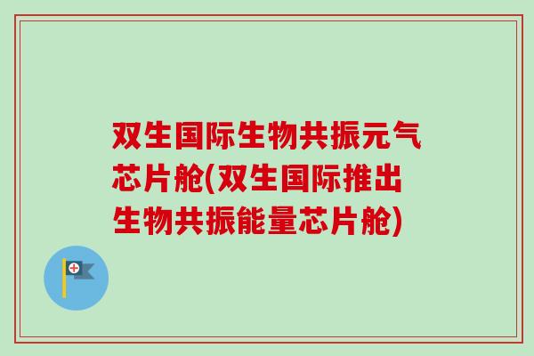 双生国际生物共振元气芯片舱(双生国际推出生物共振能量芯片舱)-第1张图片-卓越灵芝孢子粉