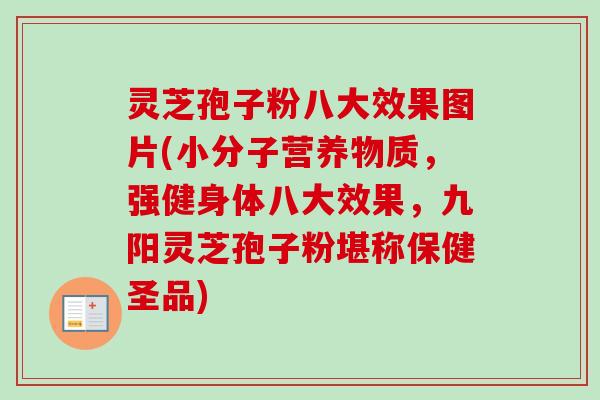 灵芝孢子粉八大效果图片(小分子营养物质，强健身体八大效果，九阳灵芝孢子粉堪称保健圣品)-第1张图片-卓越灵芝孢子粉