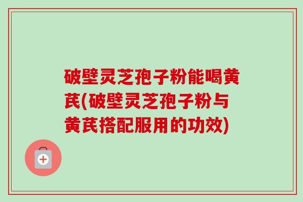 破壁灵芝孢子粉能喝黄芪(破壁灵芝孢子粉与黄芪搭配服用的功效)-第1张图片-卓越灵芝孢子粉 破壁灵芝孢子粉能喝黄芪(破壁灵芝孢子粉与黄芪搭配服用的功效)-第1张图片-卓越灵芝孢子粉