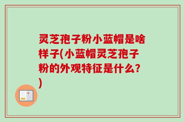 灵芝孢子粉小蓝帽是啥样子(小蓝帽灵芝孢子粉的外观特征是什么？)-第1张图片-卓越灵芝孢子粉