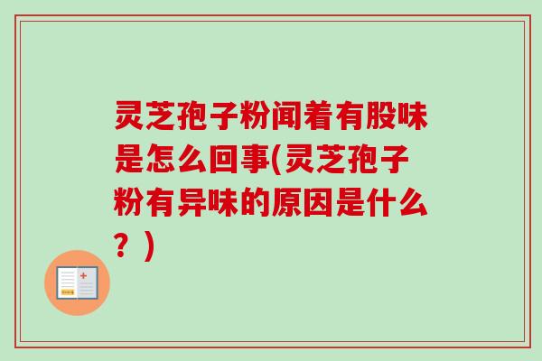 灵芝孢子粉闻着有股味是怎么回事(灵芝孢子粉有异味的原因是什么?)-第1张图片-卓越灵芝孢子粉 灵芝孢子粉闻着有股味是怎么回事(灵芝孢子粉有异味的原因是什么?)-第1张图片-卓越灵芝孢子粉