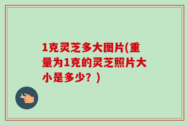 1克灵芝多大图片(重量为1克的灵芝照片大小是多少?)-第1张图片-卓越灵芝孢子粉 1克灵芝多大图片(重量为1克的灵芝照片大小是多少?)-第1张图片-卓越灵芝孢子粉