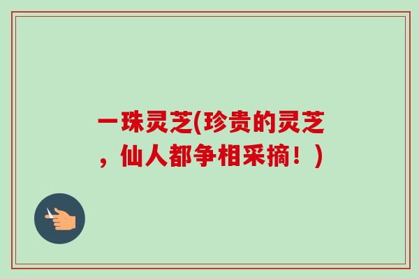 一珠灵芝(珍贵的灵芝，仙人都争相采摘！)-第1张图片-卓越灵芝孢子粉