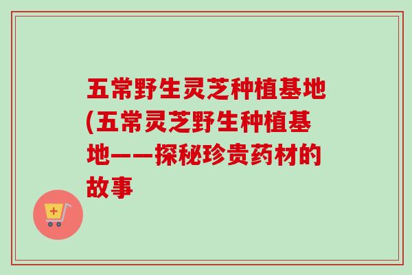 五常野生灵芝种植基地(五常灵芝野生种植基地——探秘珍贵药材的故事-第1张图片-卓越灵芝孢子粉