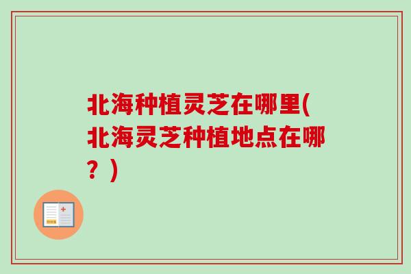 北海种植灵芝在哪里(北海灵芝种植地点在哪?)-第1张图片-卓越灵芝孢子粉 北海种植灵芝在哪里(北海灵芝种植地点在哪?)-第1张图片-卓越灵芝孢子粉
