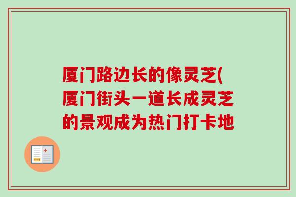 厦门路边长的像灵芝(厦门街头一道长成灵芝的景观成为热门打卡地-第1张图片-卓越灵芝孢子粉 厦门路边长的像灵芝(厦门街头一道长成灵芝的景观成为热门打卡地-第1张图片-卓越灵芝孢子粉