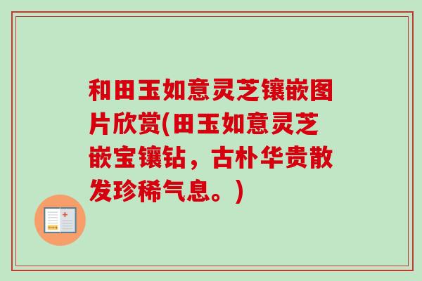 和田玉如意灵芝镶嵌图片欣赏(田玉如意灵芝嵌宝镶钻，古朴华贵散发珍稀气息。)-第1张图片-卓越灵芝孢子粉