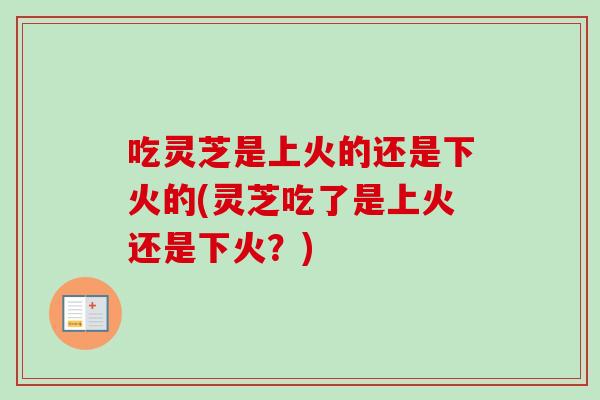 吃灵芝是上火的还是下火的(灵芝吃了是上火还是下火?)-第1张图片-卓越灵芝孢子粉 吃灵芝是上火的还是下火的(灵芝吃了是上火还是下火?)-第1张图片-卓越灵芝孢子粉