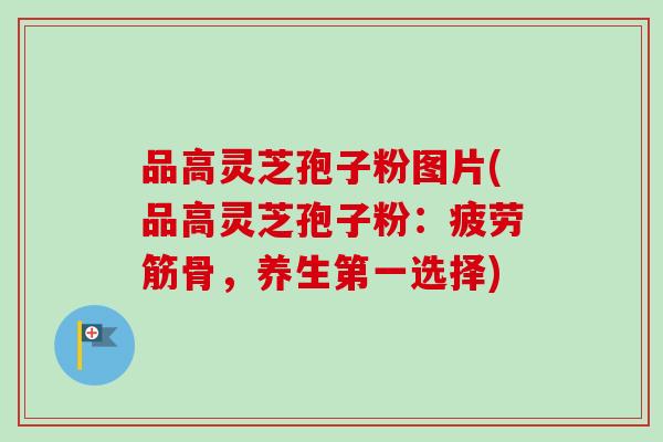 品高灵芝孢子粉图片(品高灵芝孢子粉:疲劳筋骨,养生第一选择)-第1张图片-卓越灵芝孢子粉 品高灵芝孢子粉图片(品高灵芝孢子粉:疲劳筋骨,养生第一选择)-第1张图片-卓越灵芝孢子粉