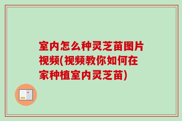 室内怎么种灵芝苗图片视频(视频教你如何在家种植室内灵芝苗)-第1张图片-卓越灵芝孢子粉 室内怎么种灵芝苗图片视频(视频教你如何在家种植室内灵芝苗)-第1张图片-卓越灵芝孢子粉
