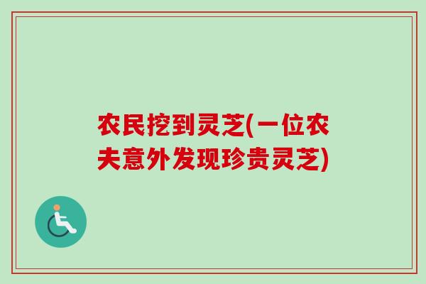 农民挖到灵芝(一位农夫意外发现珍贵灵芝)-第1张图片-卓越灵芝孢子粉 农民挖到灵芝(一位农夫意外发现珍贵灵芝)-第1张图片-卓越灵芝孢子粉