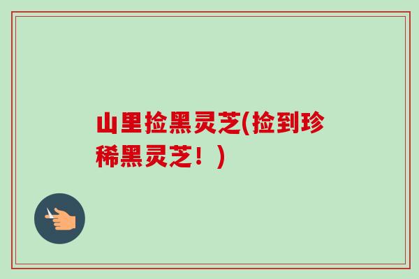 山里捡黑灵芝(捡到珍稀黑灵芝!)-第1张图片-卓越灵芝孢子粉 山里捡黑灵芝(捡到珍稀黑灵芝!)-第1张图片-卓越灵芝孢子粉