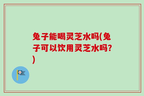 兔子能喝灵芝水吗(兔子可以饮用灵芝水吗?)-第1张图片-卓越灵芝孢子粉 兔子能喝灵芝水吗(兔子可以饮用灵芝水吗?)-第1张图片-卓越灵芝孢子粉
