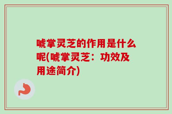 唬掌灵芝的作用是什么呢(唬掌灵芝：功效及用途简介)-第1张图片-卓越灵芝孢子粉