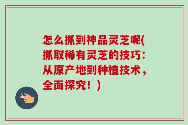 怎么抓到神品灵芝呢(抓取稀有灵芝的技巧:从原产地到种植技术,全面探究!)-第1张图片-卓越灵芝孢子粉 怎么抓到神品灵芝呢(抓取稀有灵芝的技巧:从原产地到种植技术,全面探究!)-第1张图片-卓越灵芝孢子粉