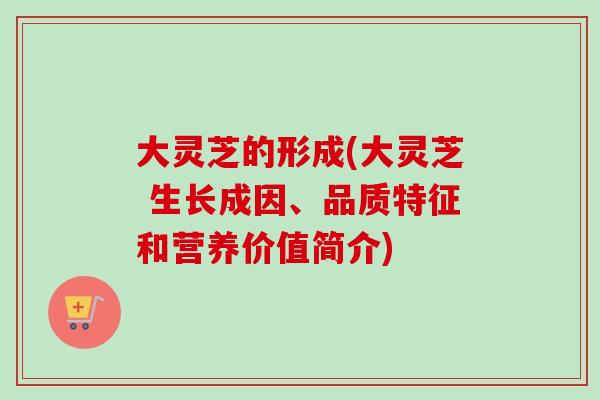 大灵芝的形成(大灵芝 生长成因、品质特征和营养价值简介)-第1张图片-卓越灵芝孢子粉 大灵芝的形成(大灵芝 生长成因、品质特征和营养价值简介)-第1张图片-卓越灵芝孢子粉