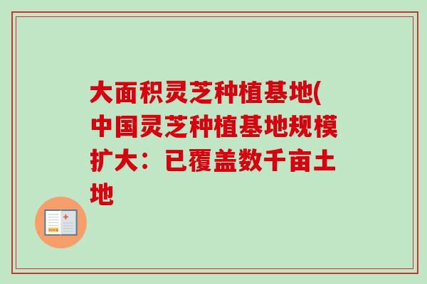 大面积灵芝种植基地(中国灵芝种植基地规模扩大:已覆盖数千亩土地-第1张图片-卓越灵芝孢子粉 大面积灵芝种植基地(中国灵芝种植基地规模扩大:已覆盖数千亩土地-第1张图片-卓越灵芝孢子粉