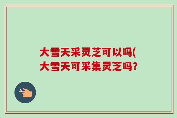 大雪天采灵芝可以吗(大雪天可采集灵芝吗?-第1张图片-卓越灵芝孢子粉 大雪天采灵芝可以吗(大雪天可采集灵芝吗?-第1张图片-卓越灵芝孢子粉
